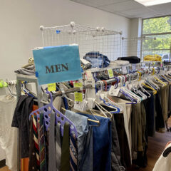A rack of men's clothing.
